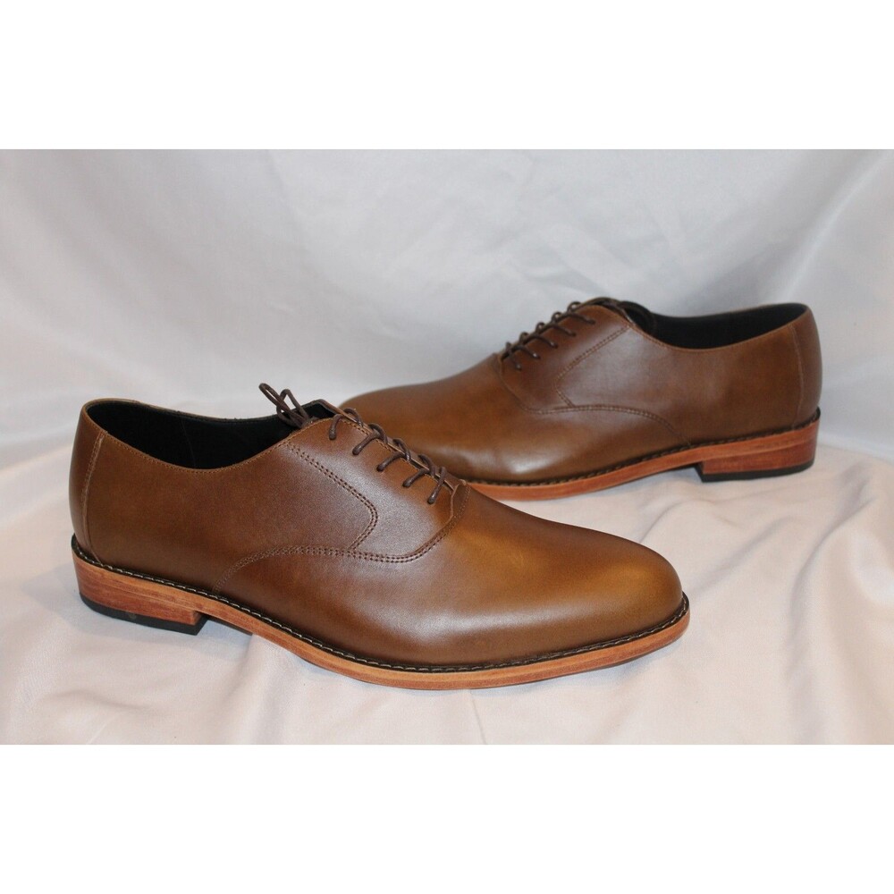 NISOLO‎ MEN'S EVERYDAY OXFORD LEATHER DRESS SHOES BROWN SZ 9 NEW $188